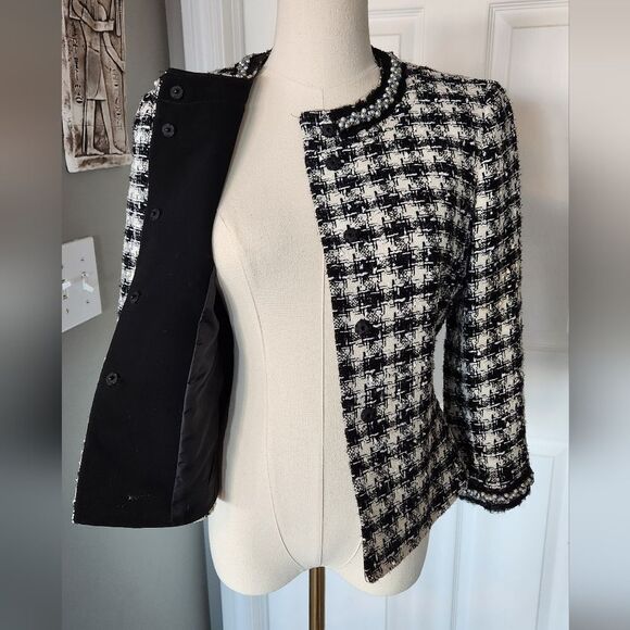 Tahari Tweed Blazer with Pearl Embellishments - Picture 8 of 17